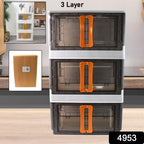 Plastic Folding Wardrobe Storage Organizer (3 Layer  1 Pc)