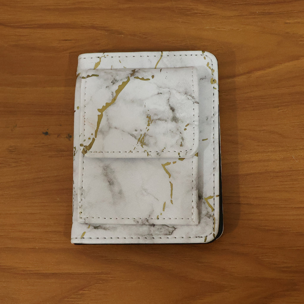 Compact Marble Finish Snap Button Card Holder Wallet (1 Pc)