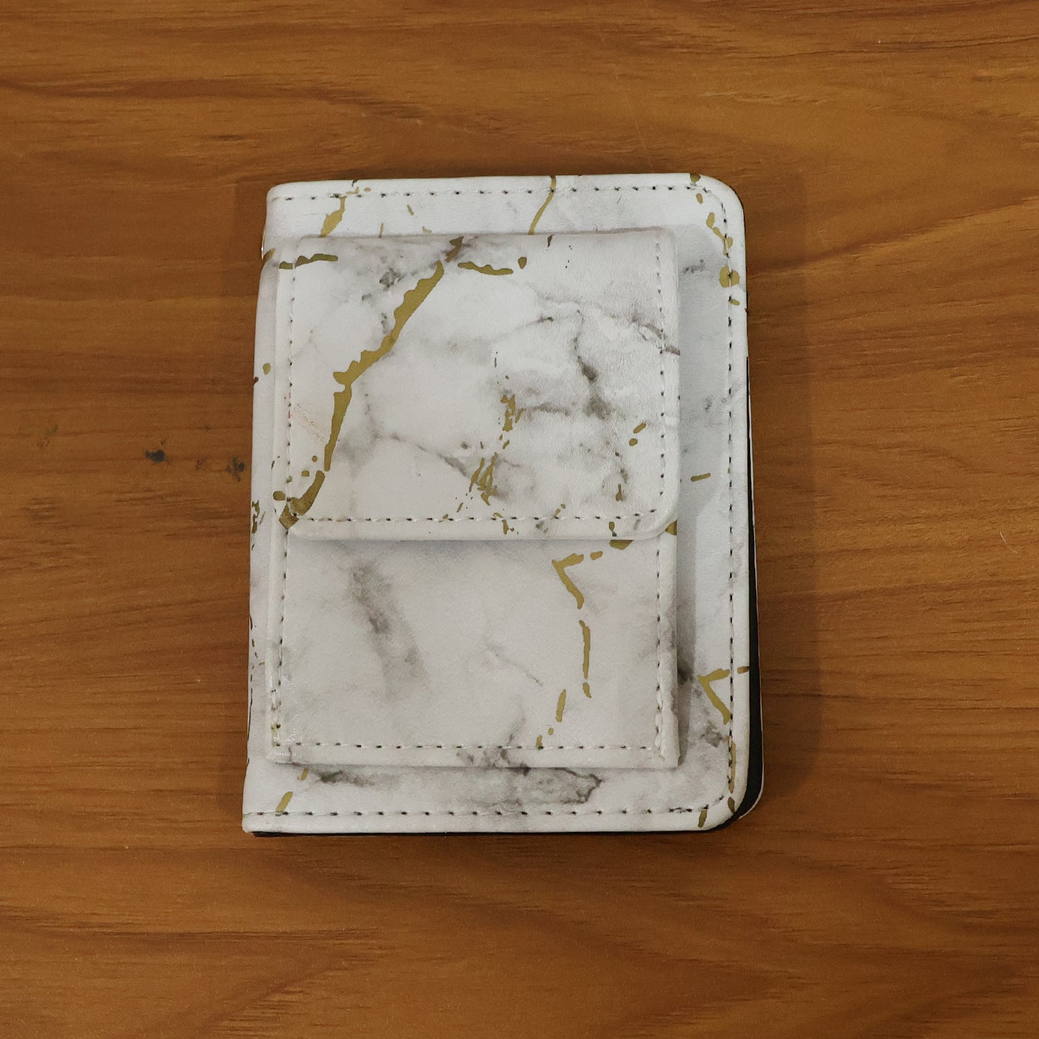 Compact Marble Finish Snap Button Card Holder Wallet (1 Pc)