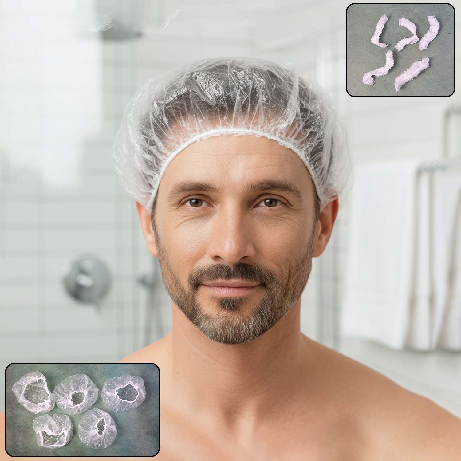 Disposable Mens Hair Protection Shower Cap  Head Cover (5 Pc)