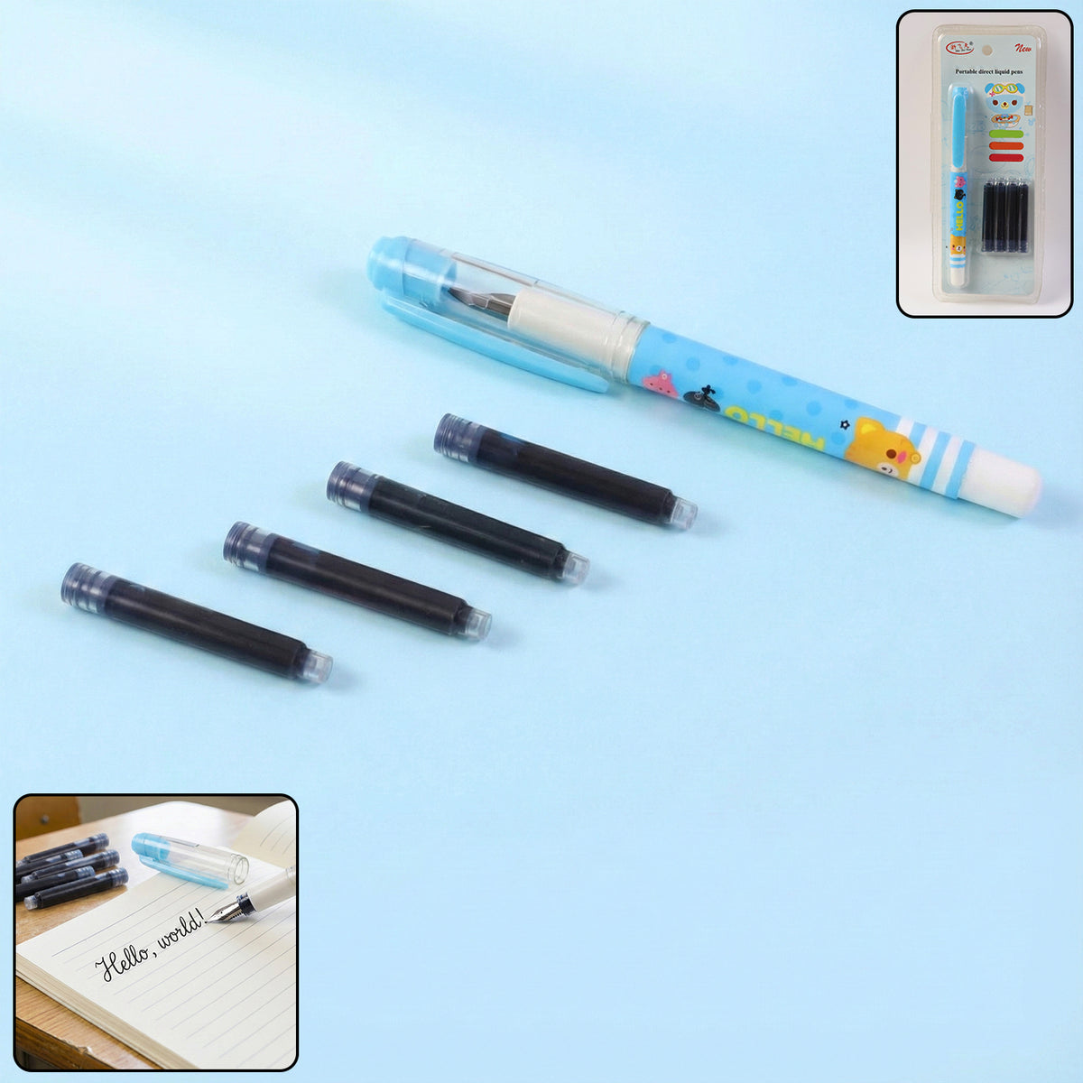 Cute Cartoon Liquid Ink Pen Set
