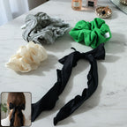 Stylish Fabric Hair Scrunchie With Bow Tie Design(1 Pc Mix Color  Design)