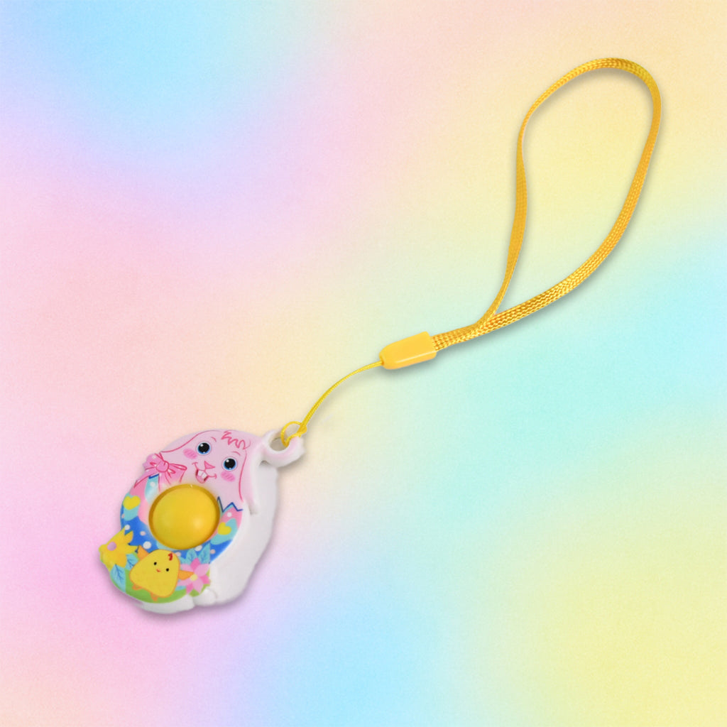 Mini Cartoon Chick-shaped Push Pop Fidget Toy With Hanging Strap (1 Pc)