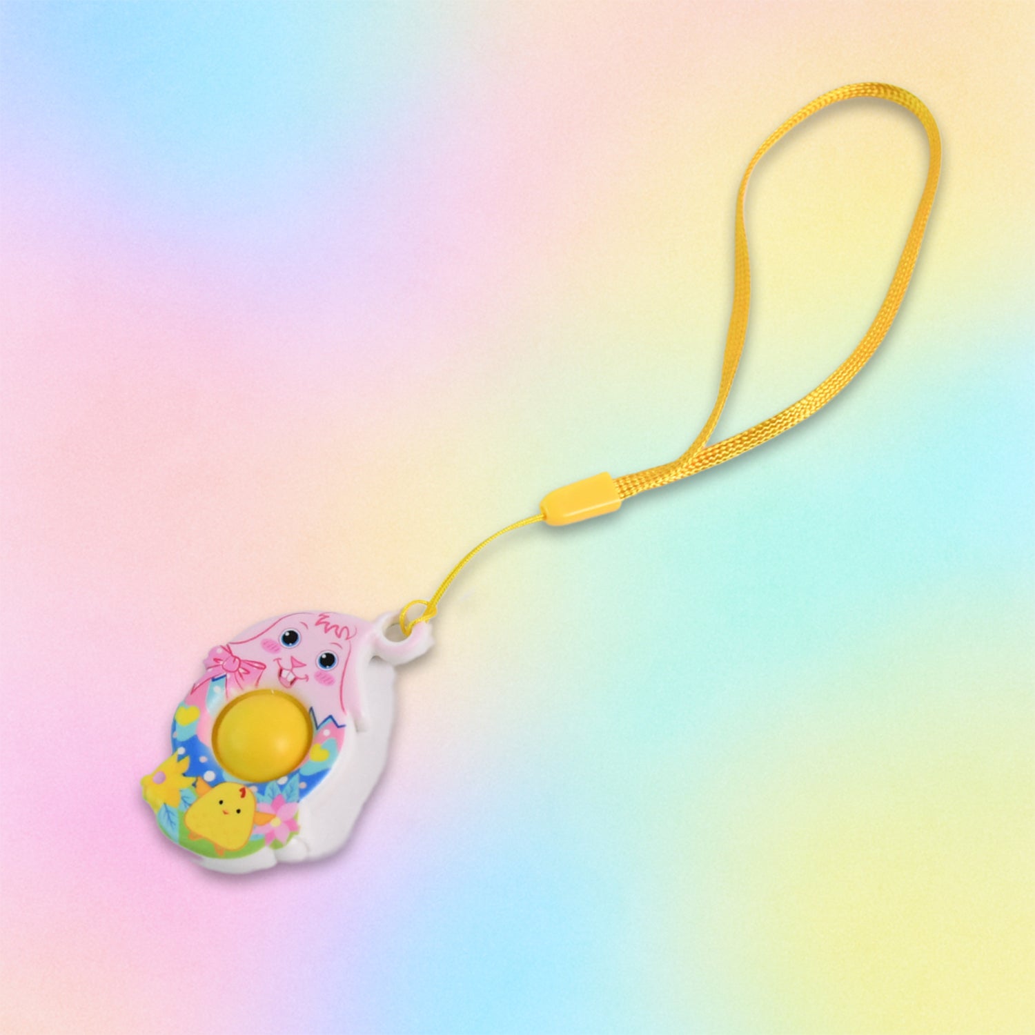 Mini Cartoon Chick-shaped Push Pop Fidget Toy With Hanging Strap (1 Pc)