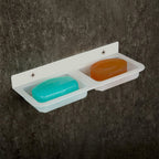 Wall Mounted Double Compartment Soap  Sponge Holder (1 Pc)