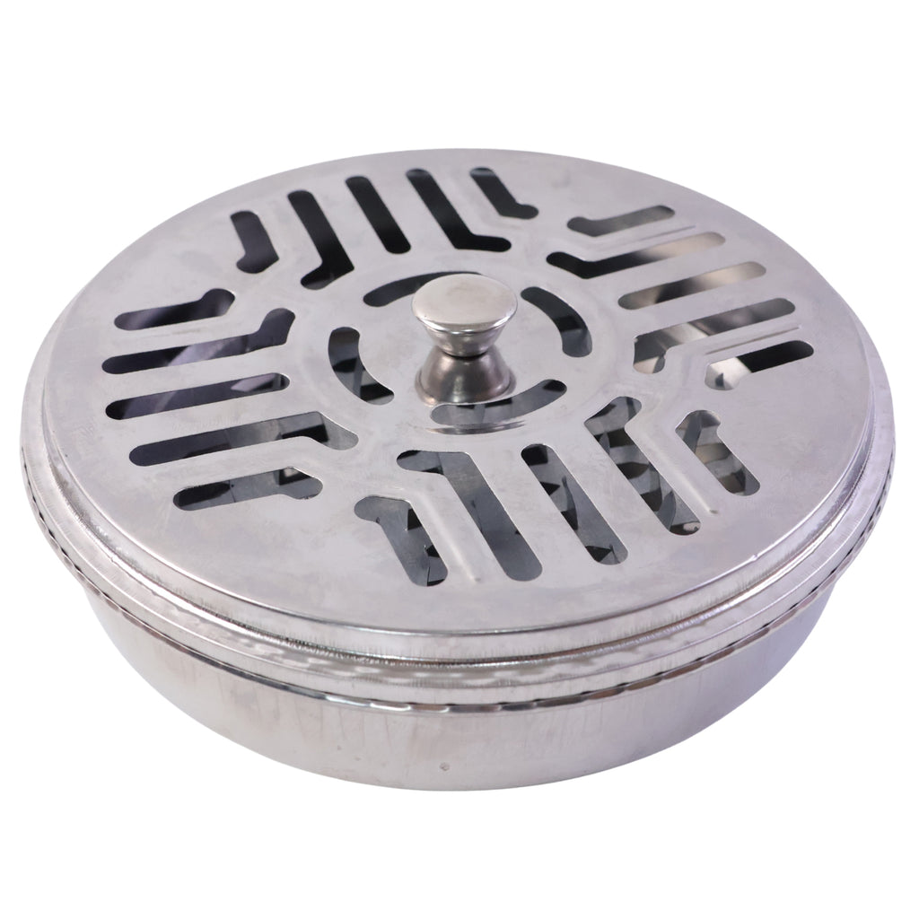 Stainless Steel Mosquito Coil Stand With Smoke Vent Lid (1 Pc)