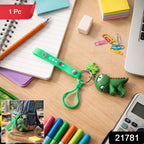 Cute Dinosaur Cartoon Keychain With Silicone Strap (1 Pc)