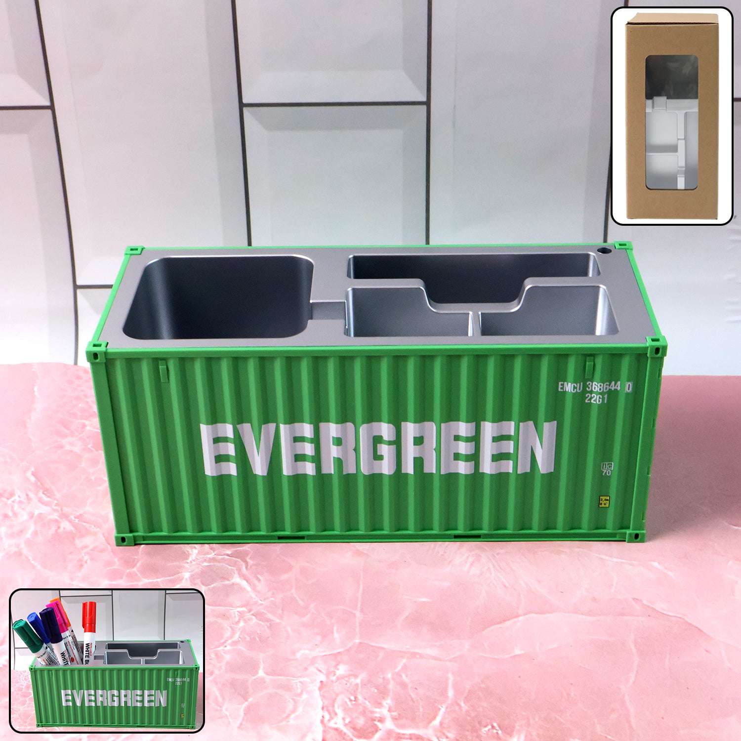 Container-style Multi-compartment Desk Organizer (1 Pc)