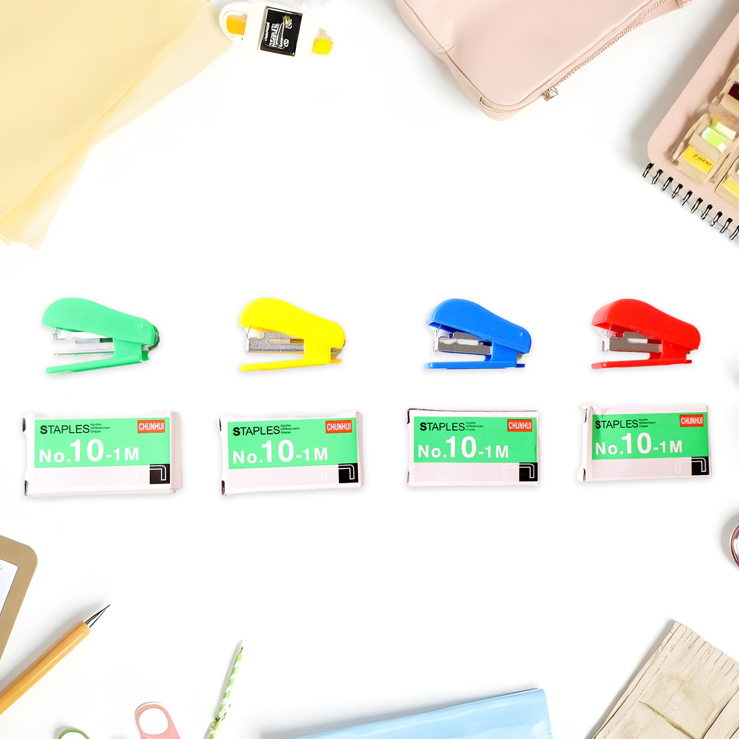 Mini Stapler Set  With Staples  Assorted Colors  No.10 Staplers With Pins (20 Pcs Set)