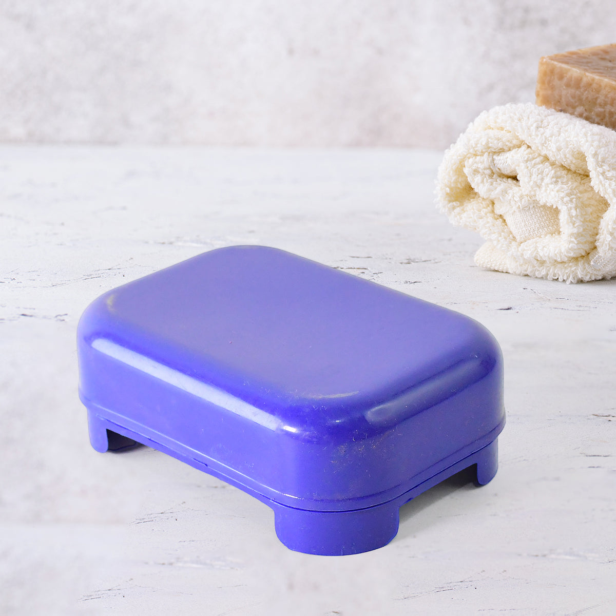 Premium Quality Rectangular Blue Plastic Soap Case (1 Pc)