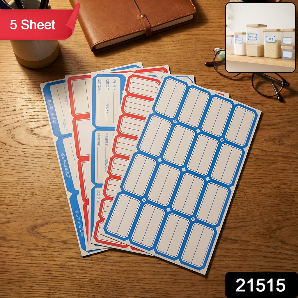 Multipurpose Writable Label Stickers (5 Sheets Set)