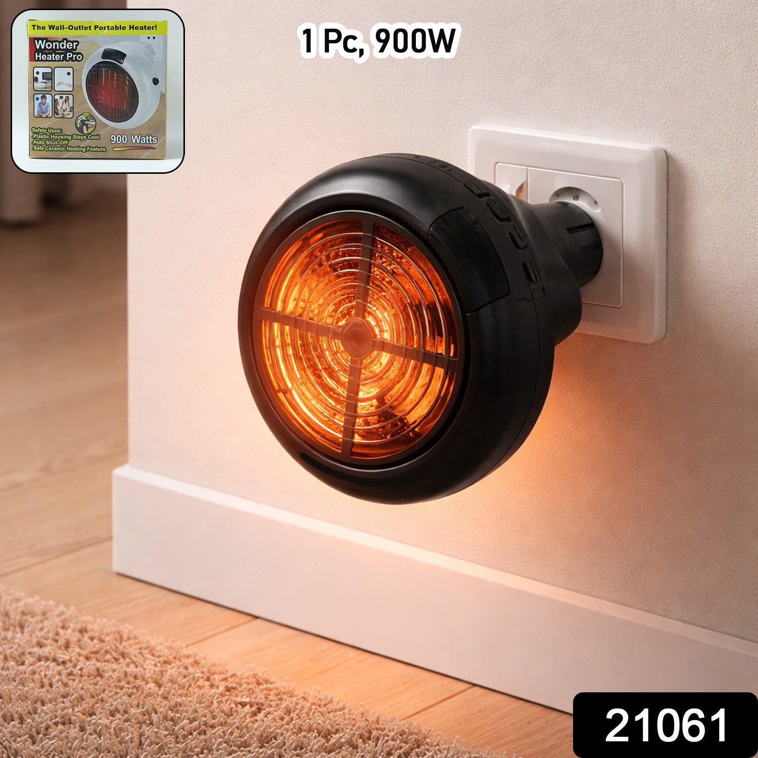 Portable Wall Outlet Electric Room Heater 900w (1 Pc)