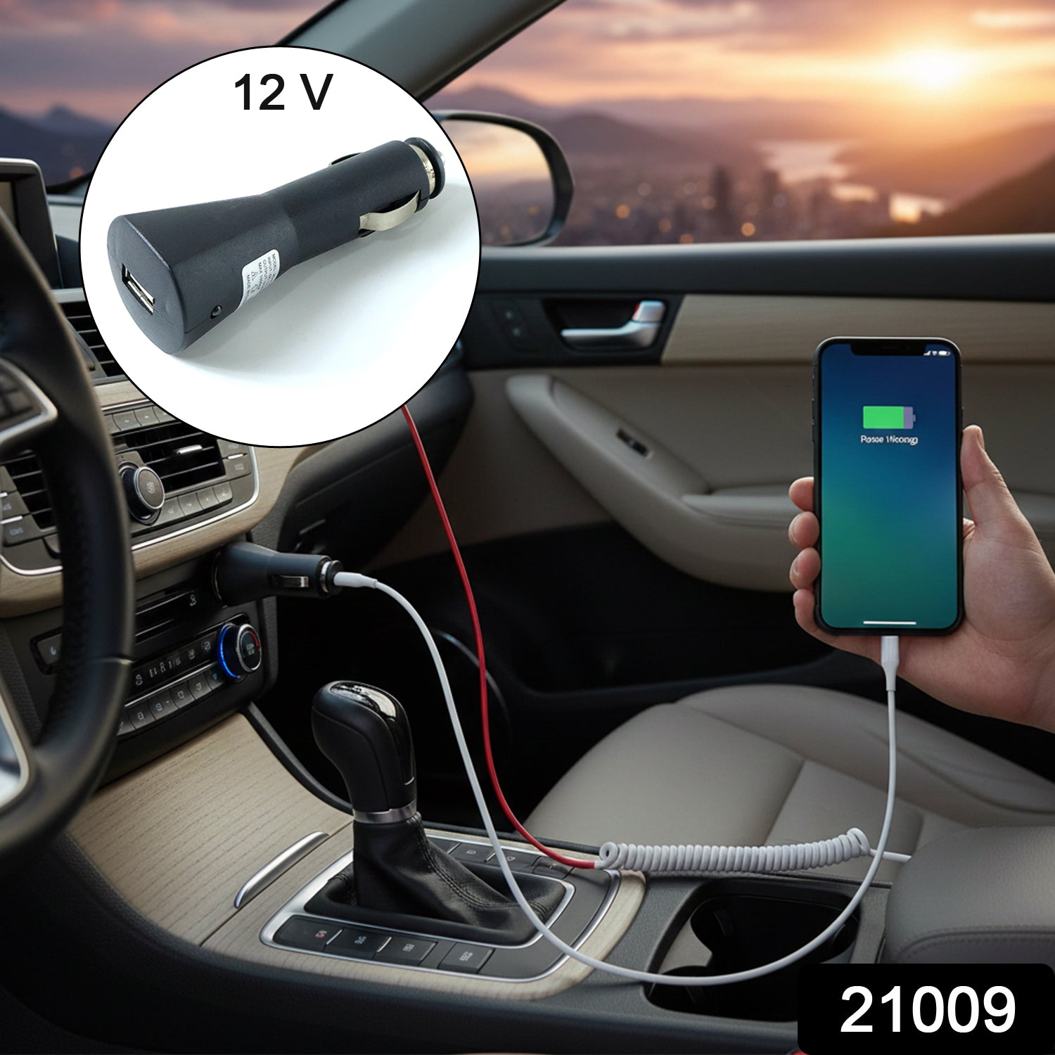 12v Single Usb Car Charger Adapter For Mobile Charging (1 Pc)