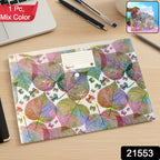 Printed A4 Document Folder  Leaf Design With Button Closure  Label Slot (1 Pc)