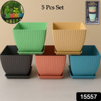 Trendy Square Plastic Flower Pots Set Of 5