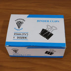 Medium Size Heavy-duty Black Binder Clips Set (32 Mm 12 Pc)