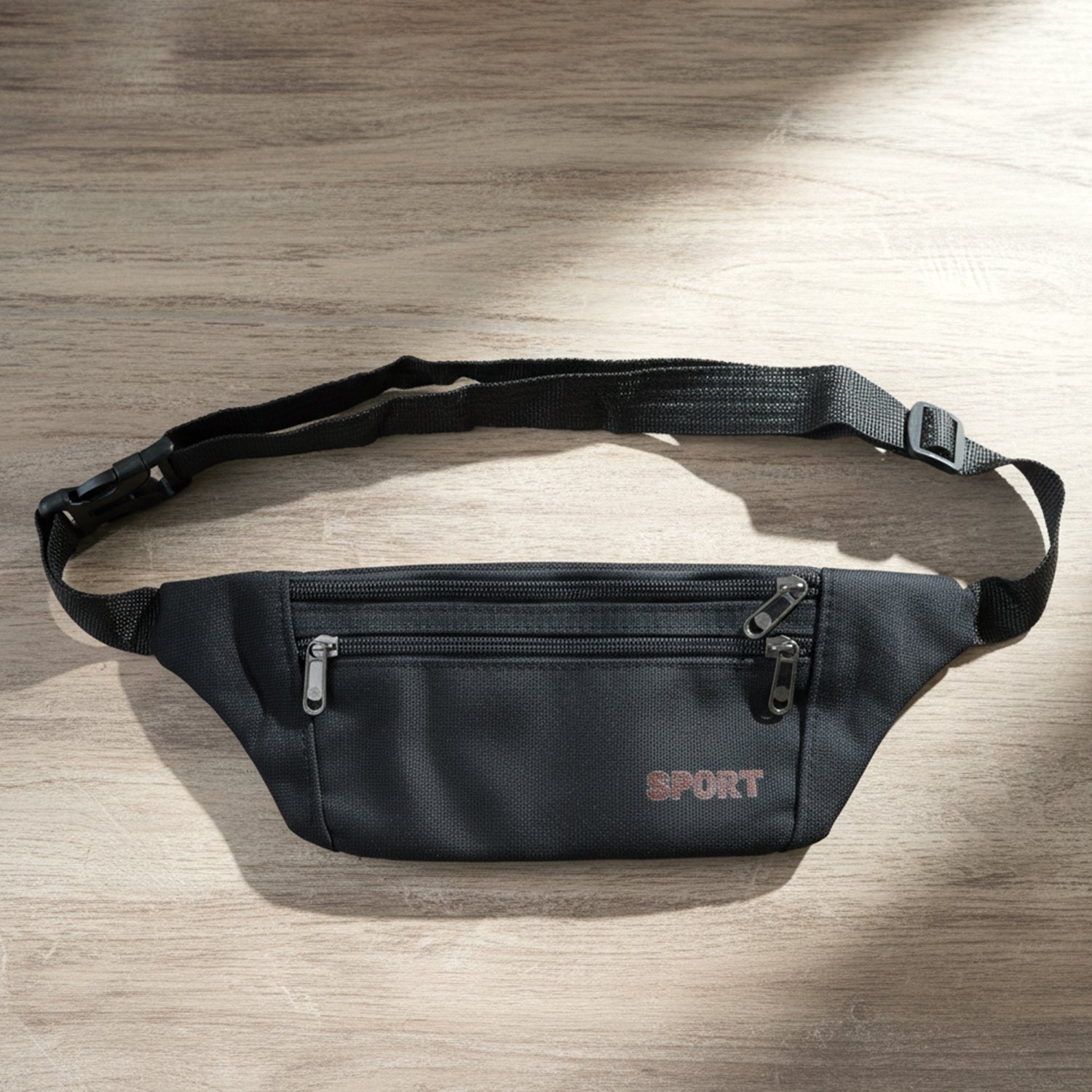 Classic Black Sports Waist Bag (1 Pc)