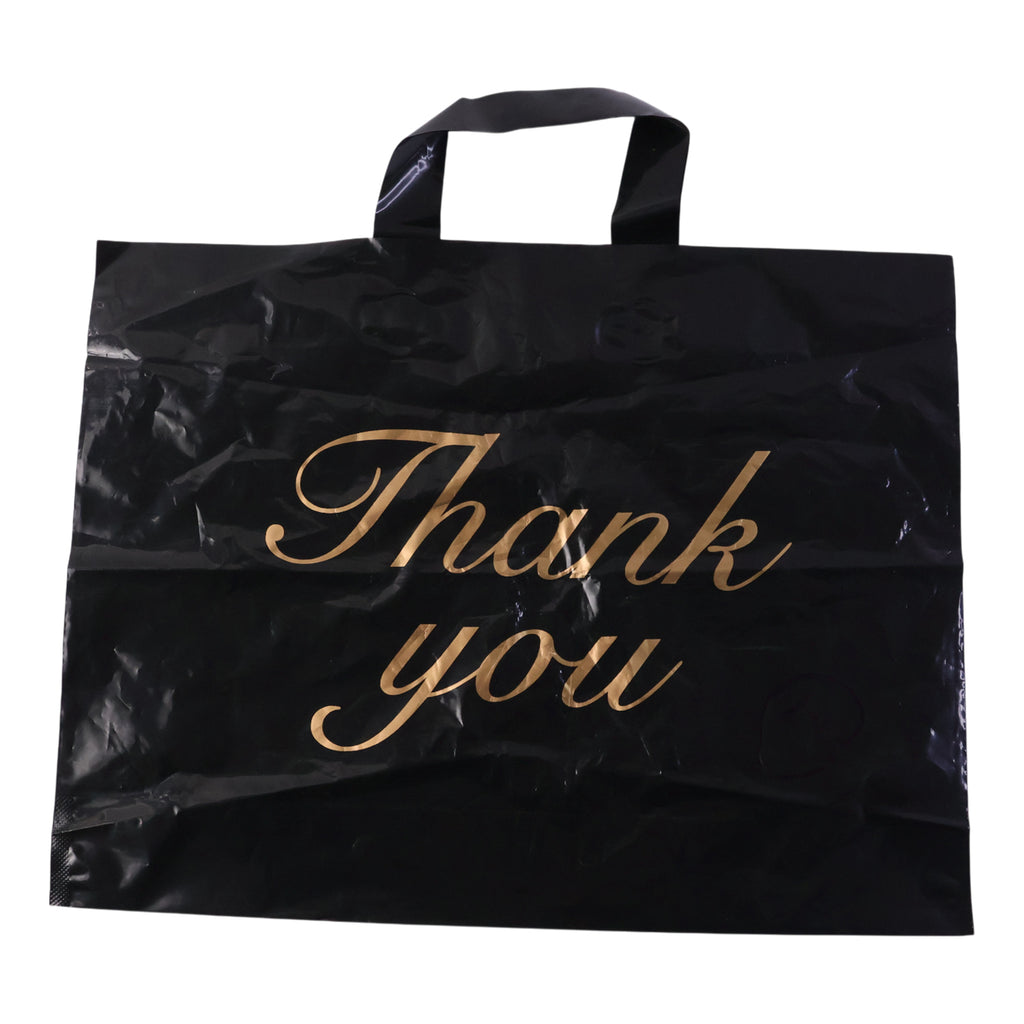 Premium Black Thank You Printed Plastic Carry Bag 30  39 Cm (1 Pc)