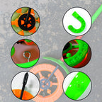 4435 Plastic Single Wheel Push Run Toy With Handle And Two Lights On Wheel. Push Toy For Kids.