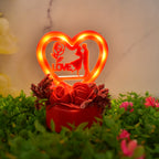 Romantic Heart-shaped Love Couple Decorative Showpiece With Rose Base (1 Pc)