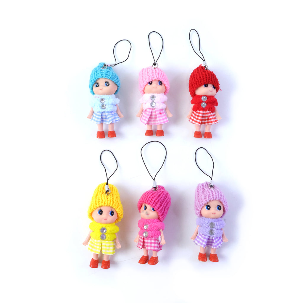 Cute Mini Doll Hanging Keychain Set (6 Pc Mix Color)