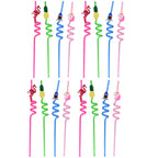Childrens Plastic Straws Reusable Plastic Straws (12 Pcs Set  Mix Design)