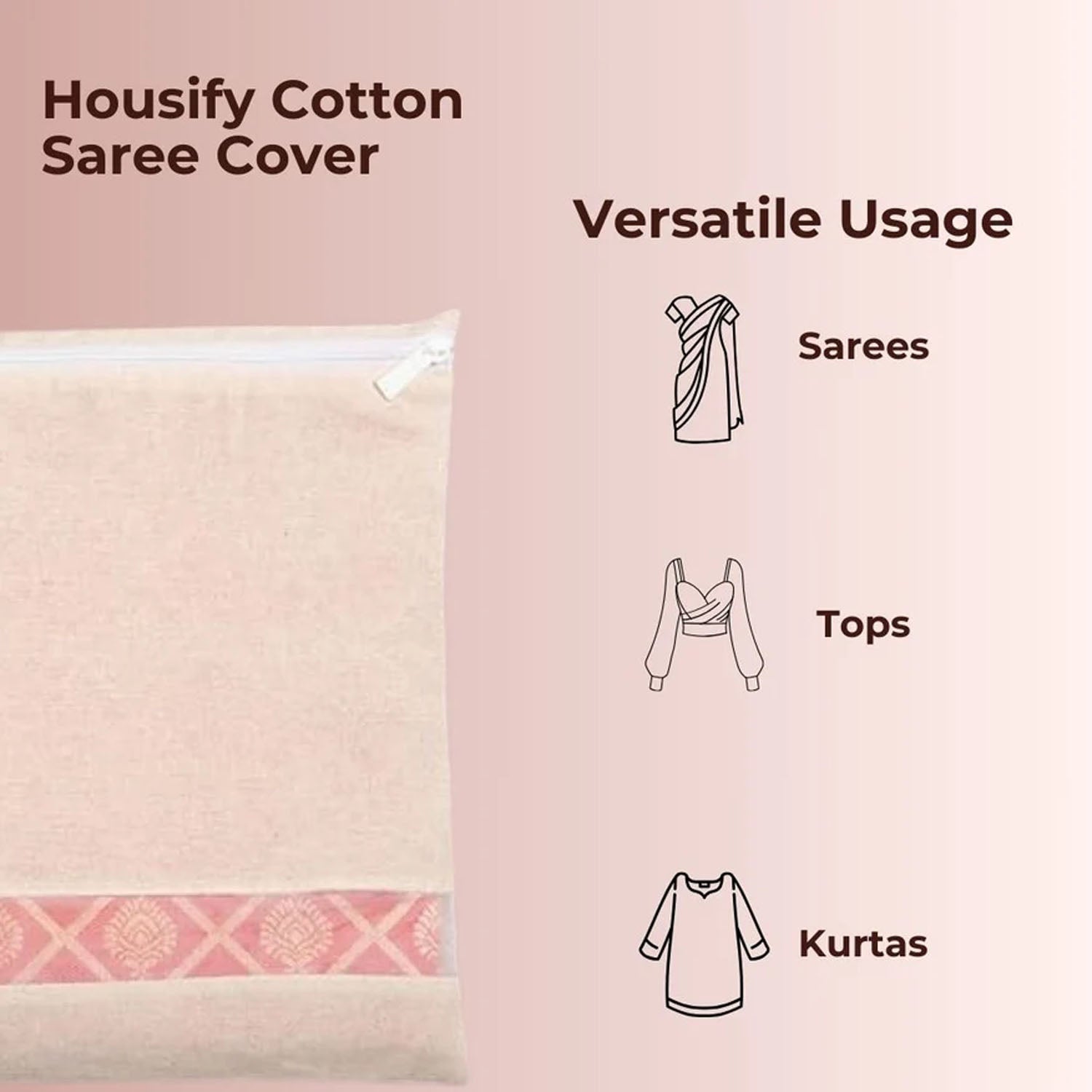 Zip Closure Saree Storage Bag (14.516.5 Cm 1 Pc)
