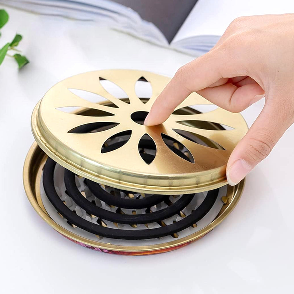 2 In 1 Metal Mosquito Coil Stand Cum Incense Burner (15x15 Cm 1 Pc)