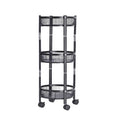 3-layer Round Metal Mesh Utility Storage Trolley With Wheels