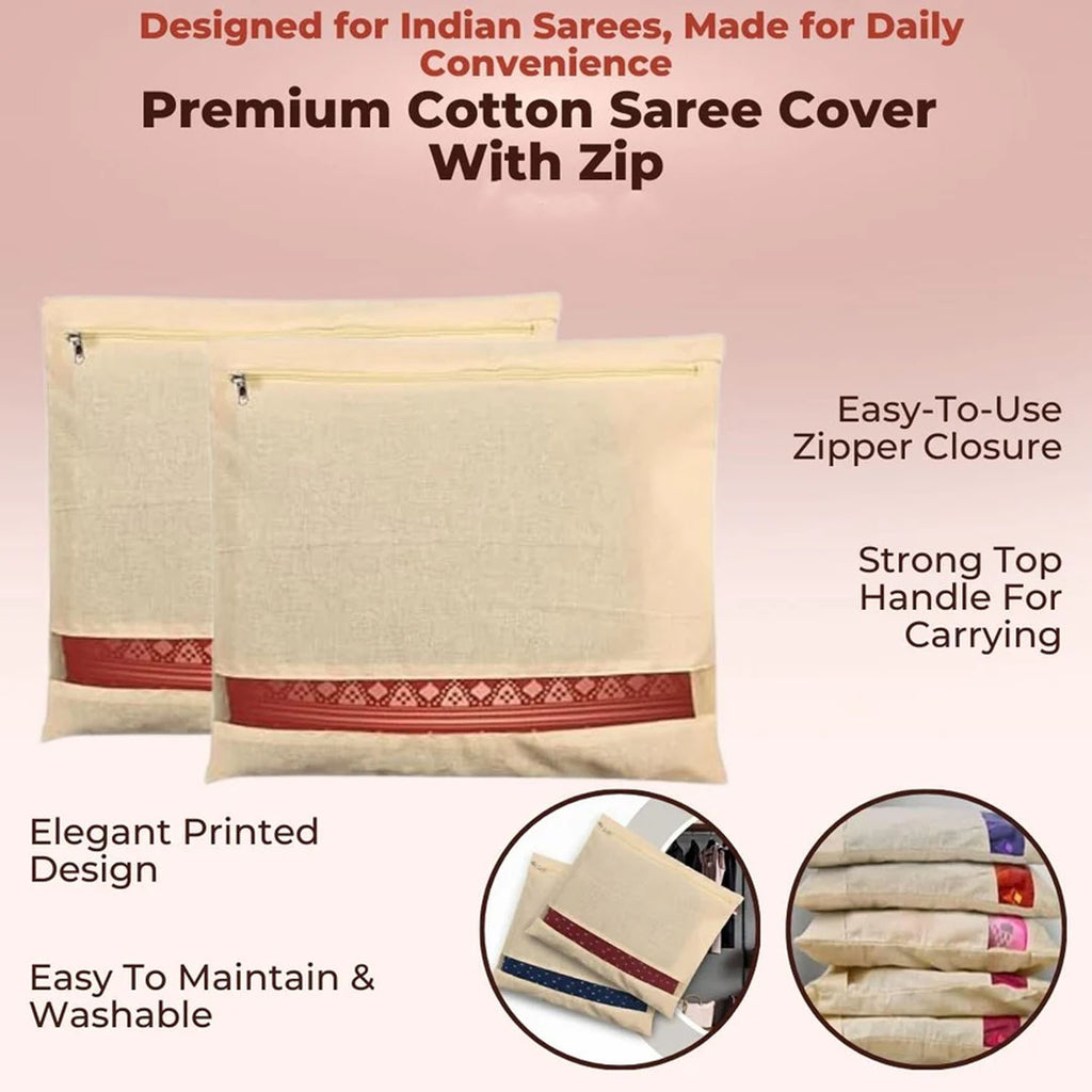 Zip Closure Saree Storage Bag (14.516.5 Cm 1 Pc)