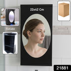 Wall Mounted Black Rotating Storage Cabinet Organizer (1 Pc 22x42 Cm)