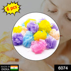 6074 Bath Shower Loofah Sponge Pouf Body Scrubber (Pack Of 6pcs)
