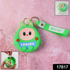 Cute Cartoon Character Coin Pouch With Keychain  Wrist Strap