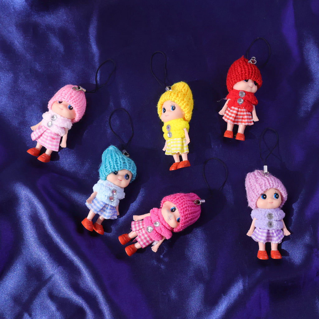 Cute Mini Doll Hanging Keychain Set (6 Pc Mix Color)