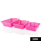 2484 Plastic Multiple Size Cane Fruit Baskets (3 Size Large Medium Small)