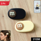 Alphabet Letter Design Decorative Hair Clips Set (2 Pc)