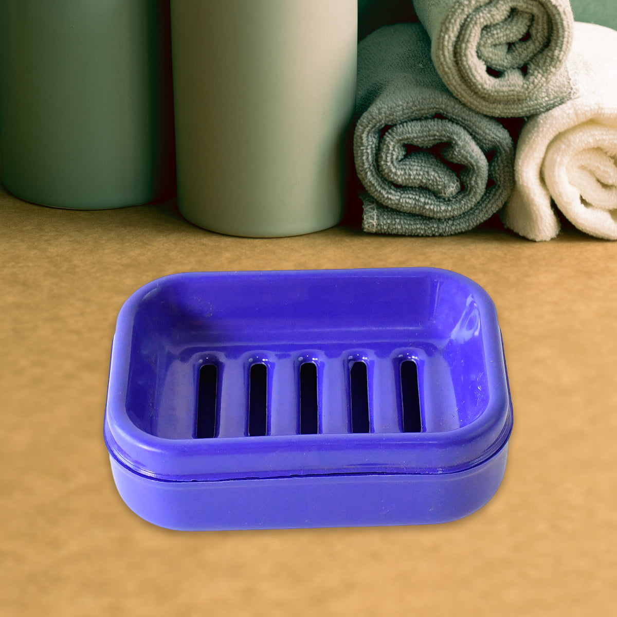 Premium Quality Rectangular Blue Plastic Soap Case (1 Pc)