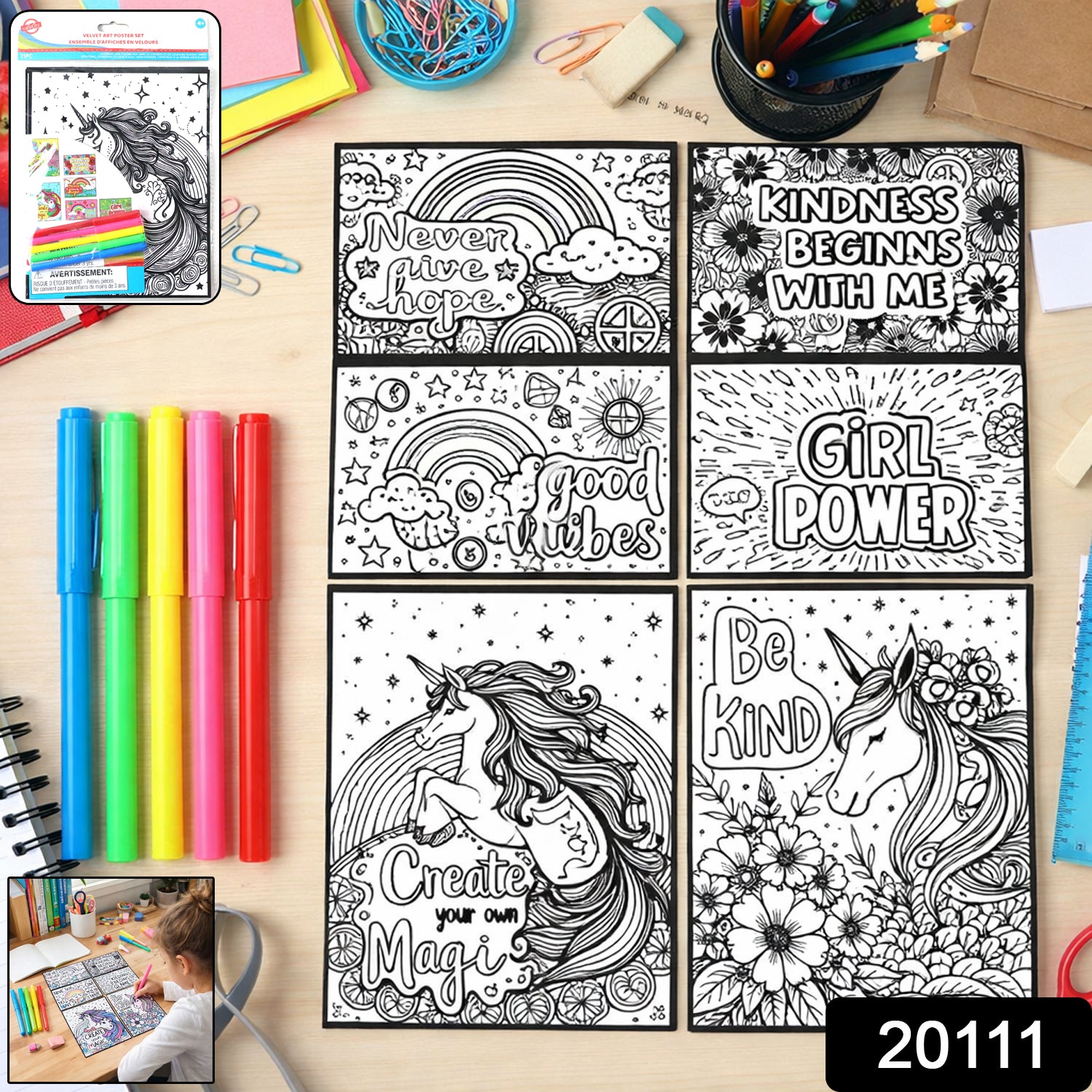 Creative Kids Colouring  Activity Poster Set (11 Pc)