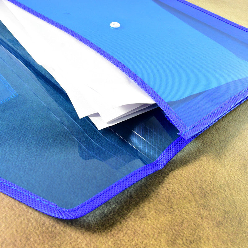 Transparent Document File Folder  Multi-color Button Closure File Bags (1 Pc  Mix Color)