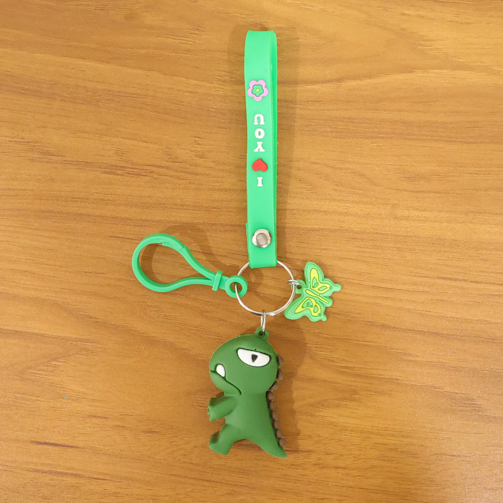 Cute Dinosaur Cartoon Keychain With Silicone Strap (1 Pc)
