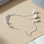 Portable Round Earphone Carry Case With Wired Earphones Set (1 Set)