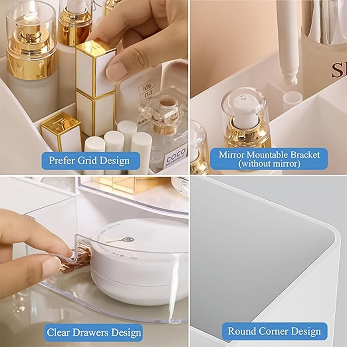 Multi-functional Plastic Vanity Storage Box