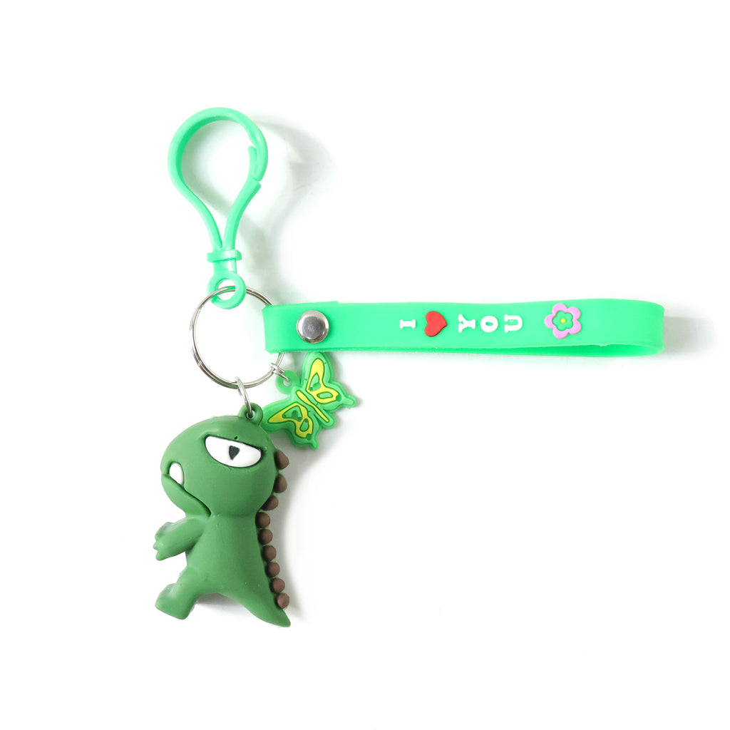 Cute Dinosaur Cartoon Keychain With Silicone Strap (1 Pc)
