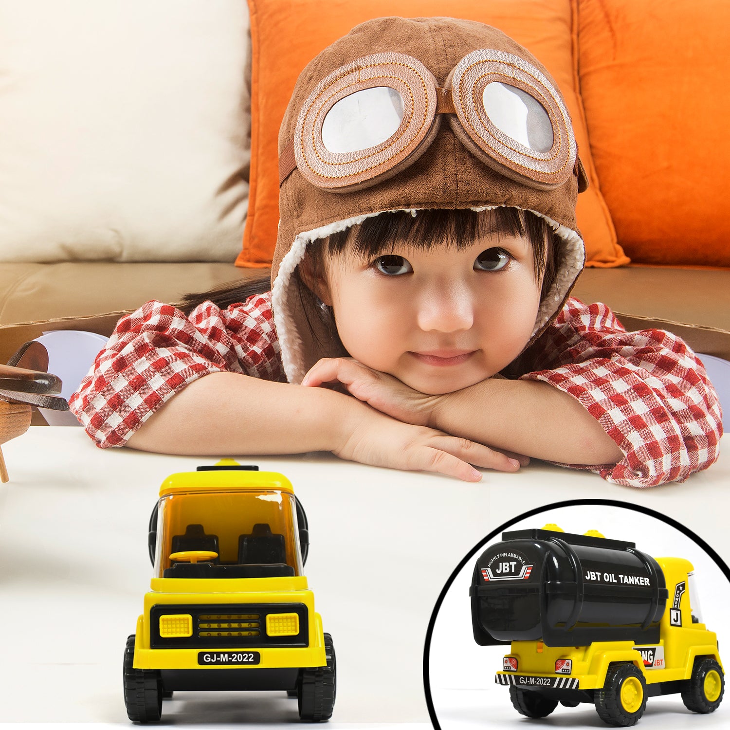 4484 Big Size Heavy Duty Unbreakable Friction Powered With Engine Sound While Running  Non Electric Toy Tempo Oil - Water Tanker Vehicle Truck For Kids Size