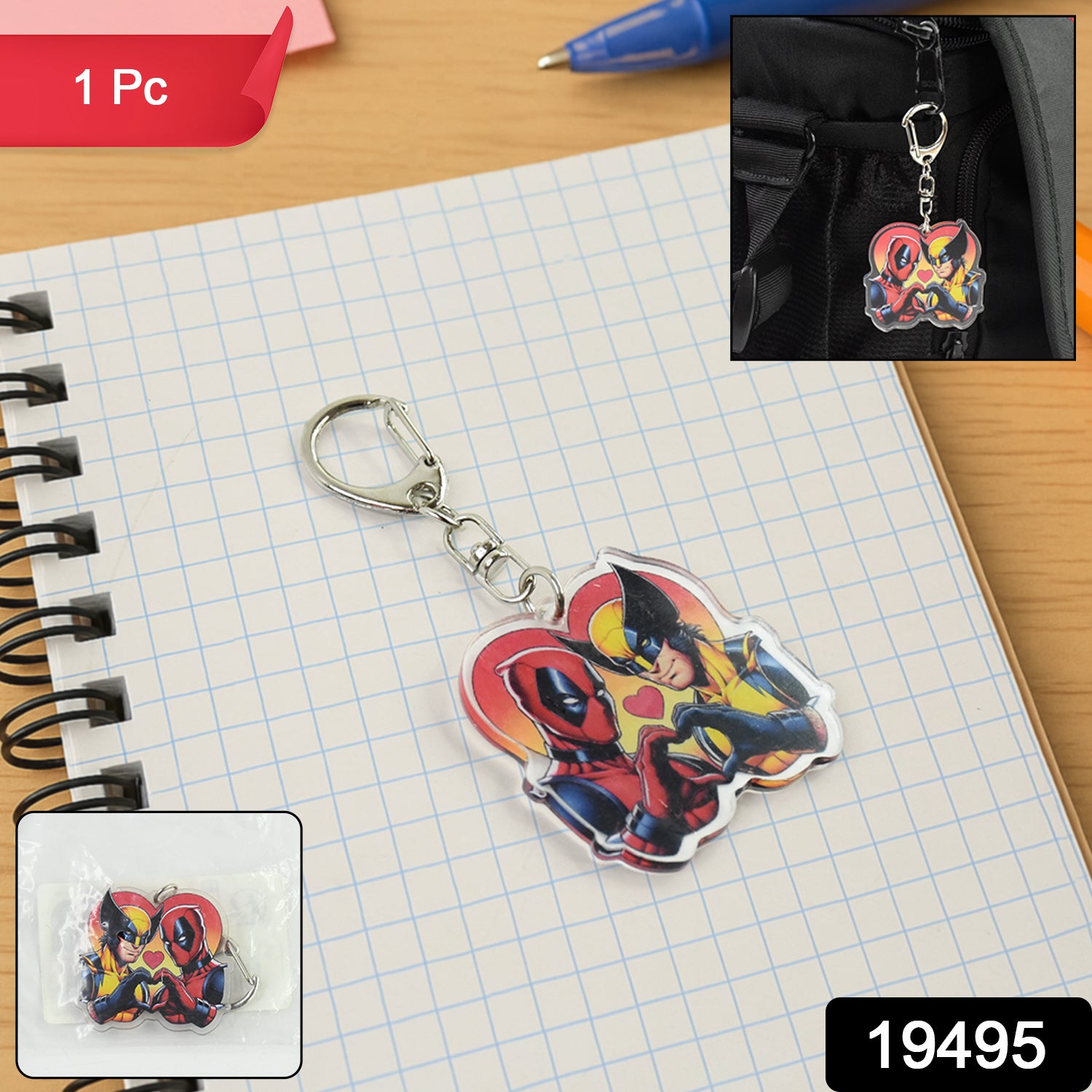 Stylish Acrylic Cartoon Character Keychain With Metal Clip (1 Pc)