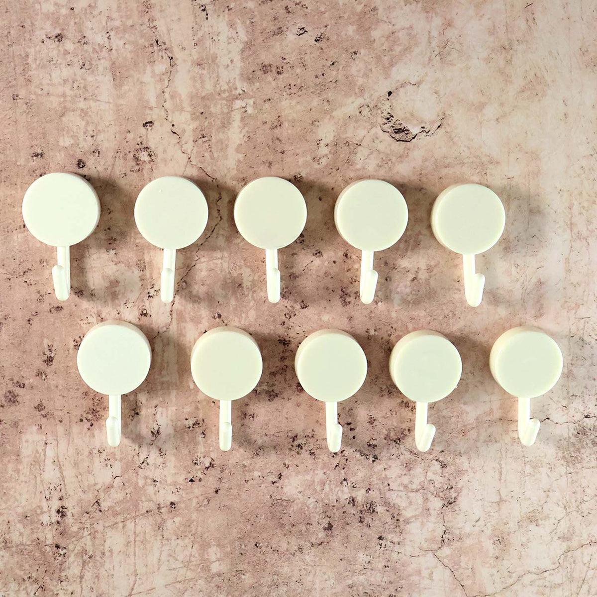 Self Adhesive Round Wall Hooks (10 Pc)