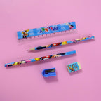 Kids 5 In 1 Stationery Kit With Cartoon Style Carry Bag