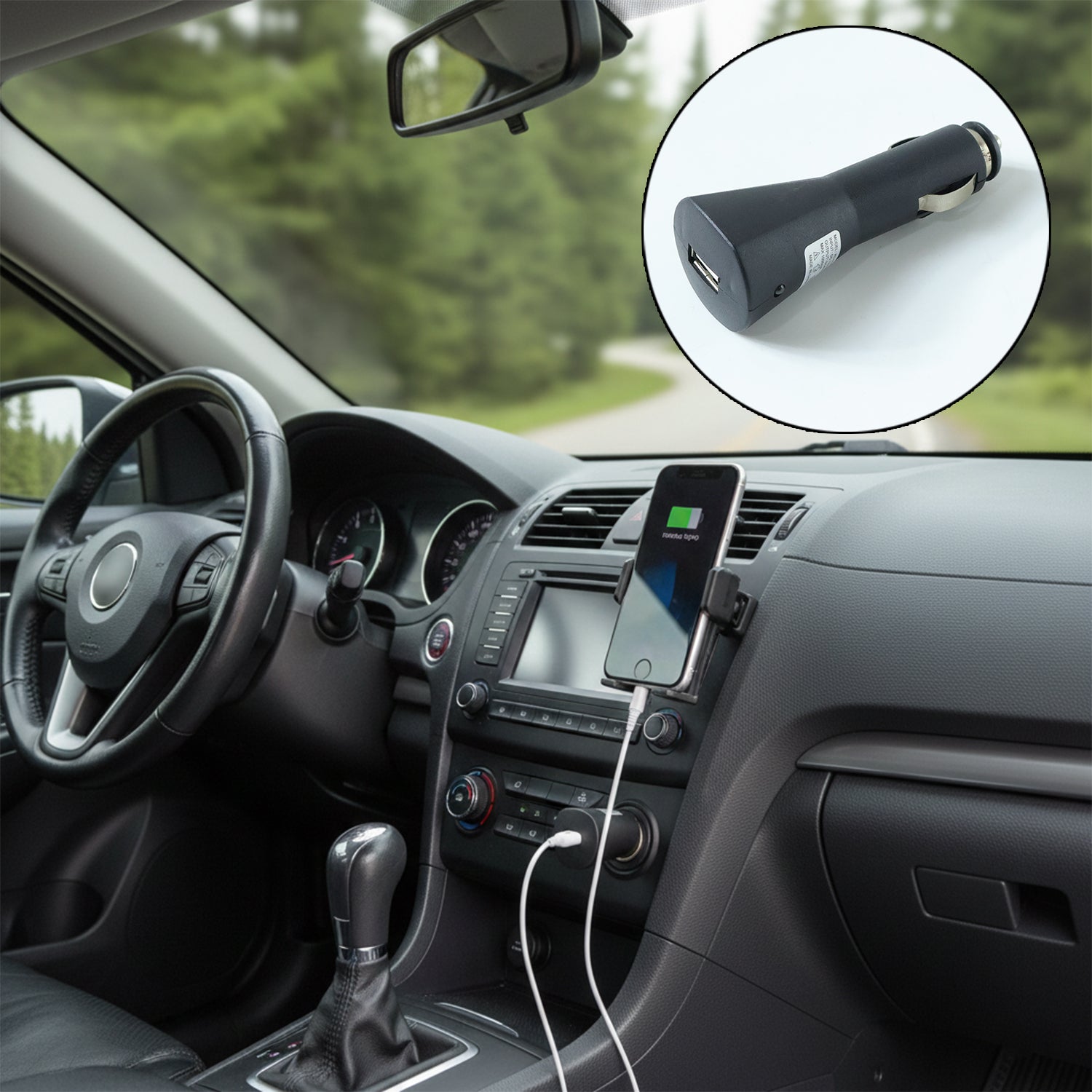 12v Single Usb Car Charger Adapter For Mobile Charging (1 Pc)