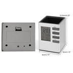 Multifunction Cube Digital Desk Clock With Pen Holder (1 Pc)