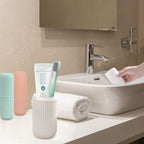 Capsule Shape Travel Toothbrush Toothpaste Case Holder (Multicolor  3 Pcs Set)